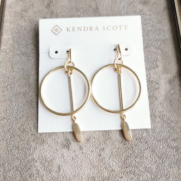 Kendra Scott Gold Nalani Earrings Genuine - Picture 1 of 3